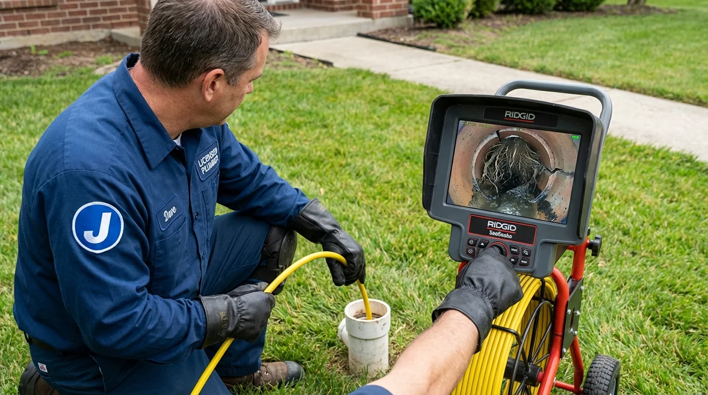 Sewer camera inspection being performed by Johns Plumbing LLC in Frostburg
